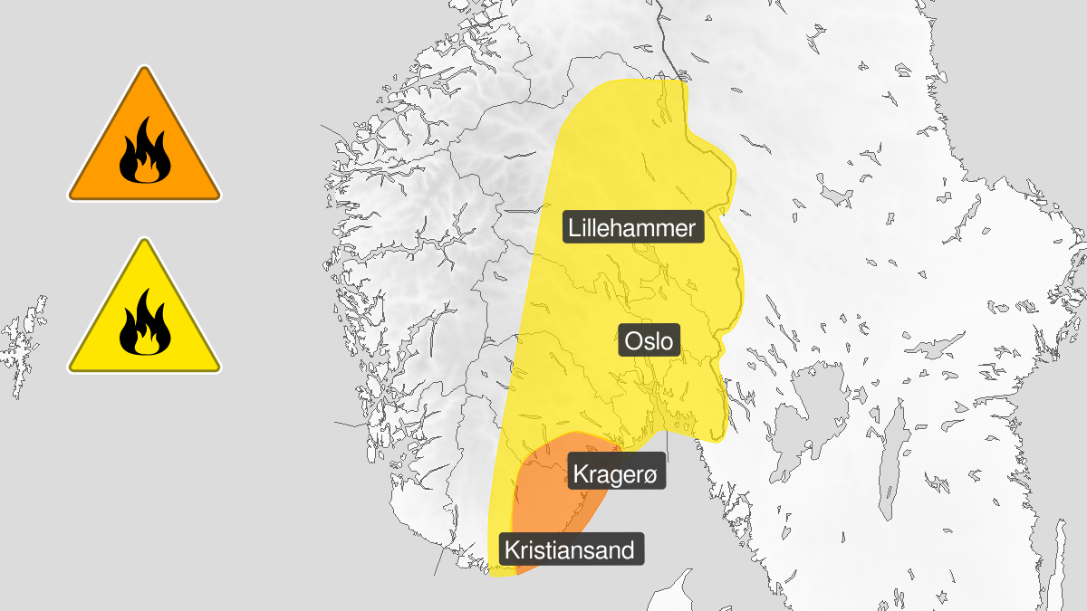 Gult og oransje skogbrannfare