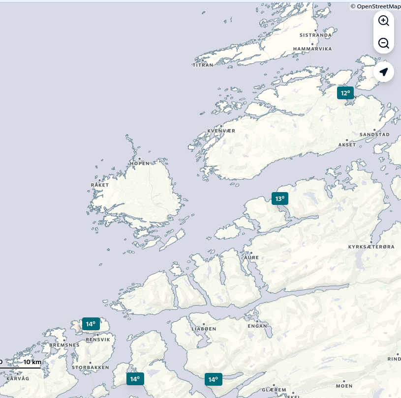 Badetemp 23.06.2026 Nordmøre