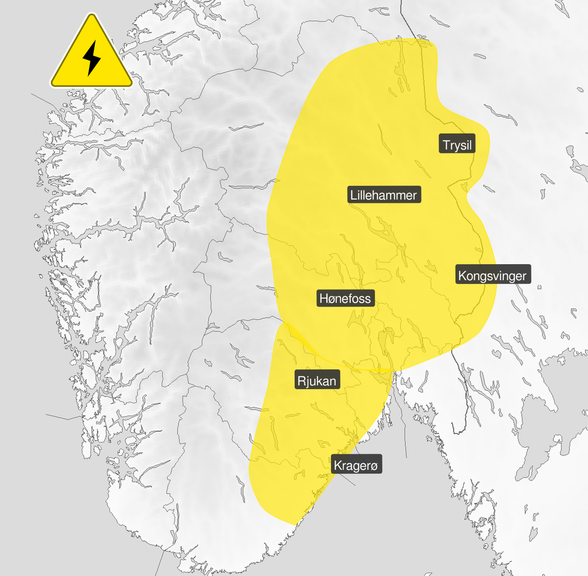 Farevarsel om mye lyn i Sør-Norge