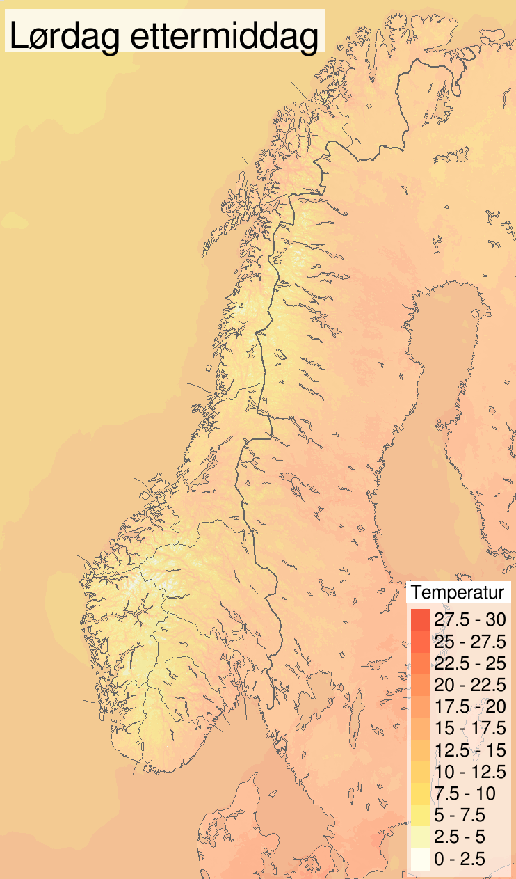 Temperatur illustrasjon lørdag