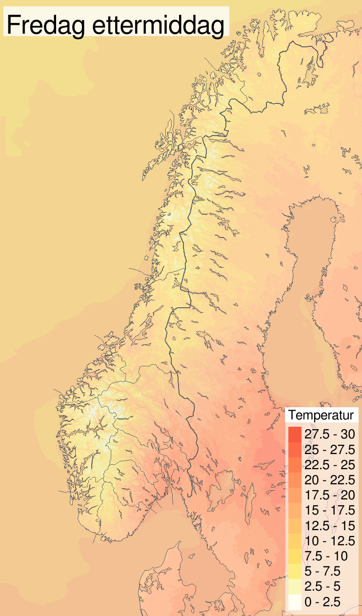 Temperatur illustrasjon fredag